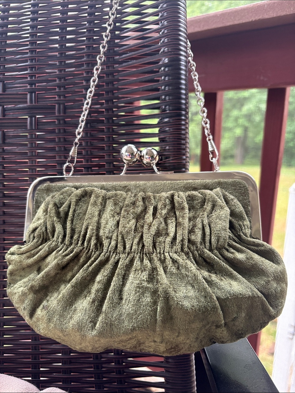 Green Velvet Shoulder Bag